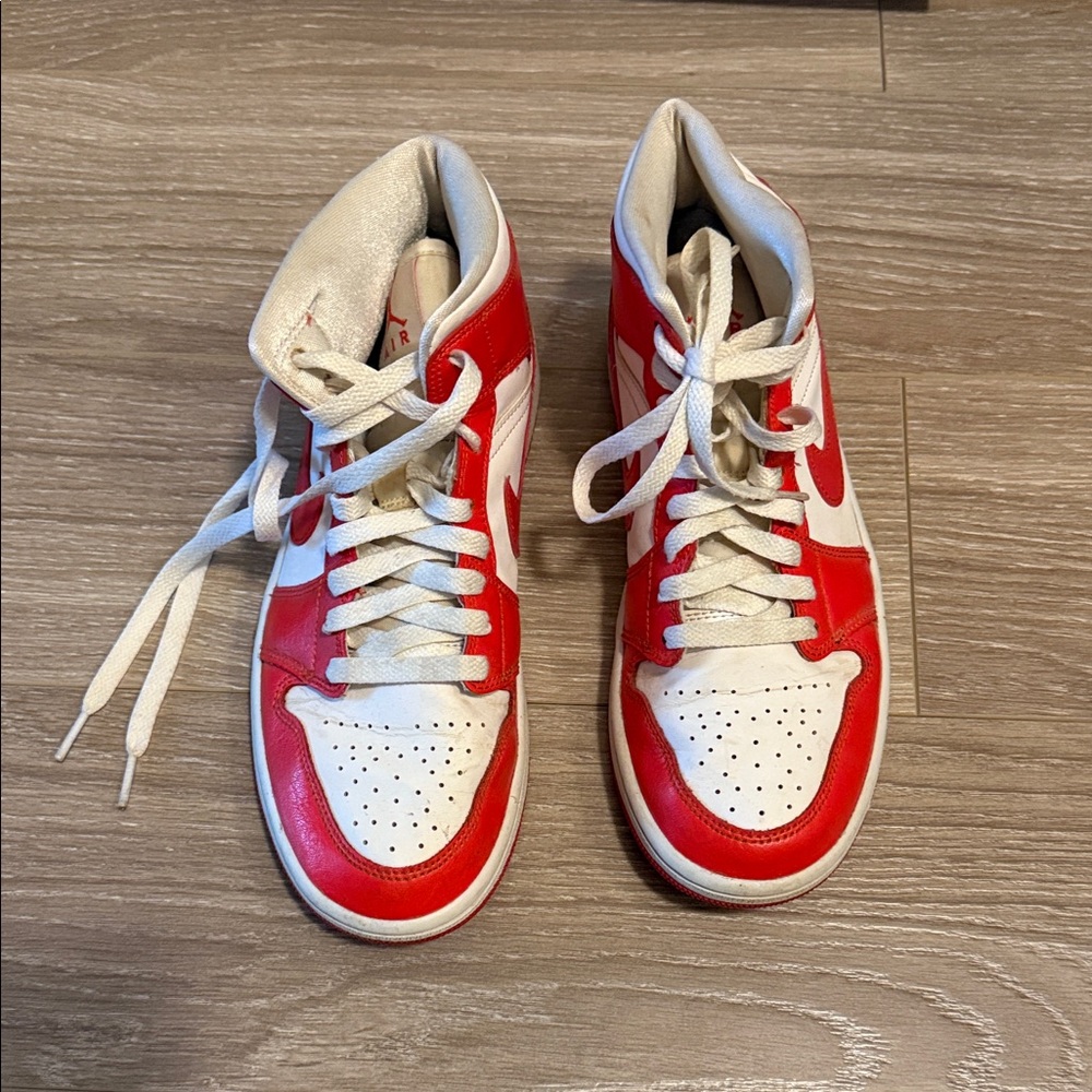 Jordan Red and White High-Top Sneakers